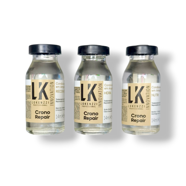 Kit Condic. Ampola Hidra + Nutri + Reconstrói Lokenzzi 14ml
