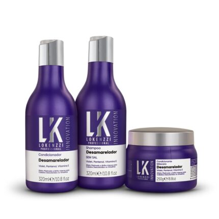 Kit Desamarelador Shampoo+Condicionador+ Máscara Lokenzzi