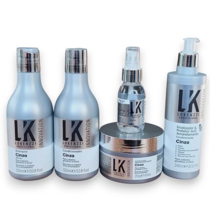 Kit Cinza Shampoo + Cond + Máscara + Finzalidor + Sérum Lokenzzi