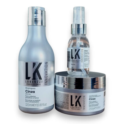 Kit Cinza Shampoo+ Máscara + Sérum Lokenzzi